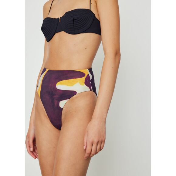 Ziah by St Agni 90s High Waist Joan Purple Camo Print Bikini Bottom Size 8 - Picture 10 of 10